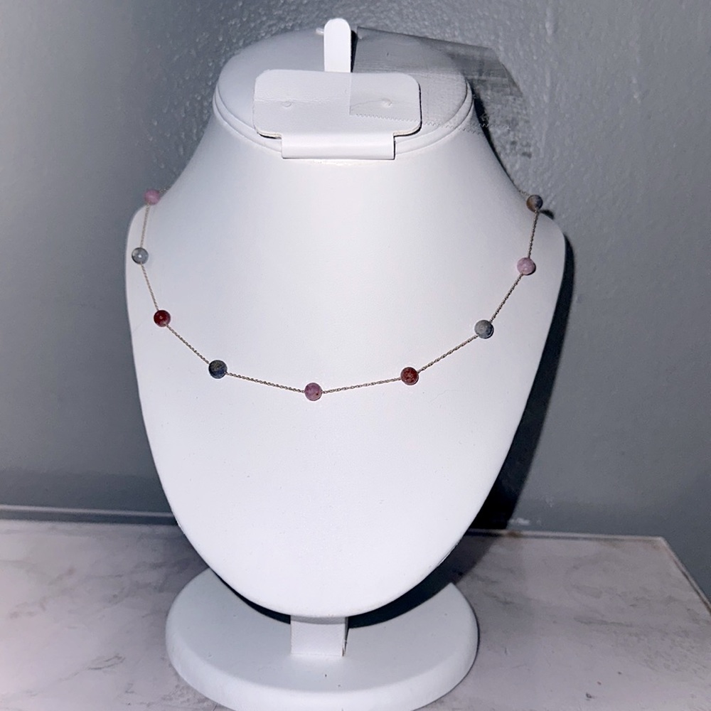 14k gold chain with colorful beads necklace